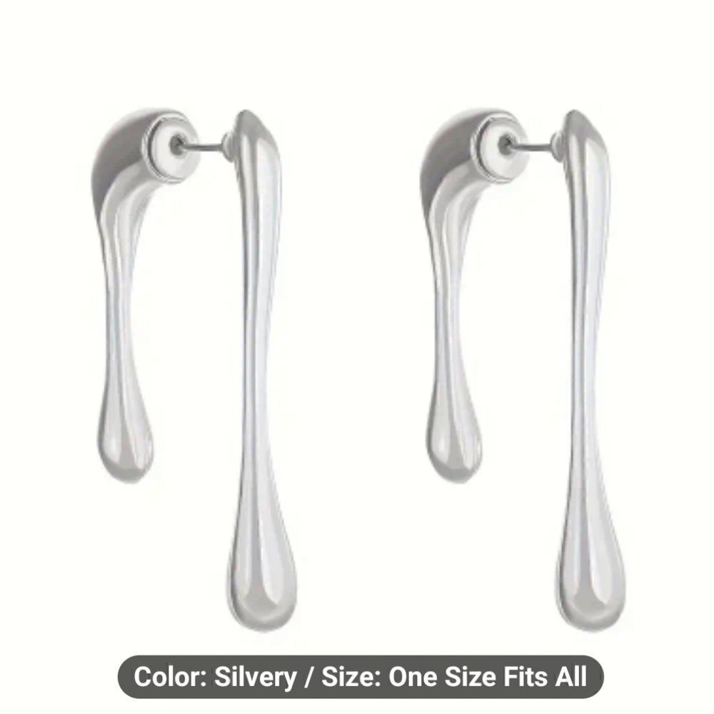 Luxurious Irregular Shape Teardrop Earrings 14K White Gold Plated